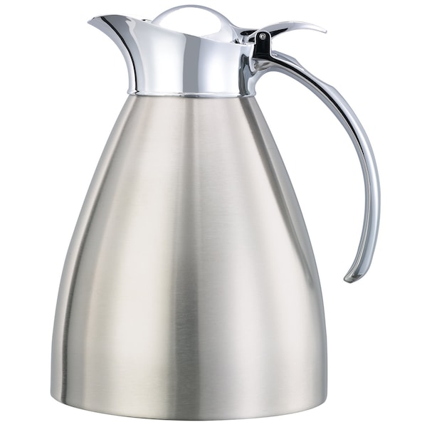 Service Ideas Marquette Series Flip Top Stainless Vacuum Insulated Carafe, 33.8 Ounce, Brushed MAR10BS - main